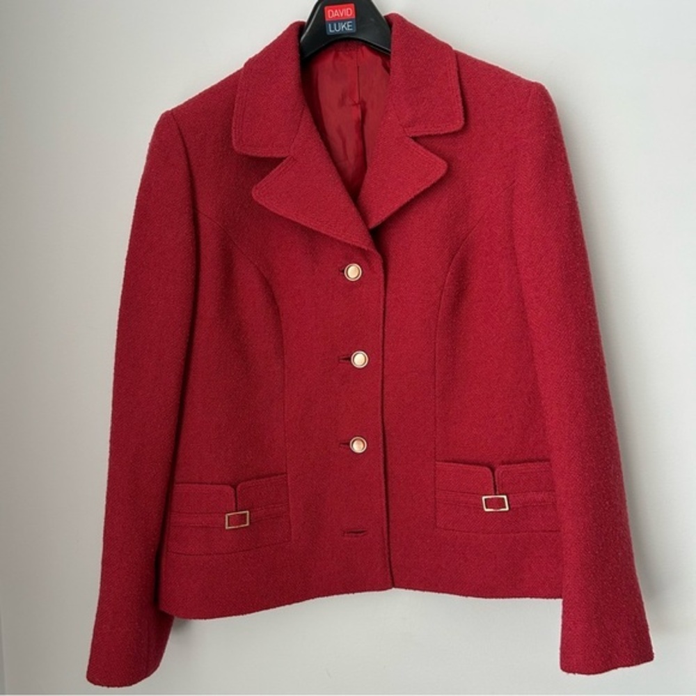 Auckie Sanft Rust Red Tailored Wool Blazer Jacket